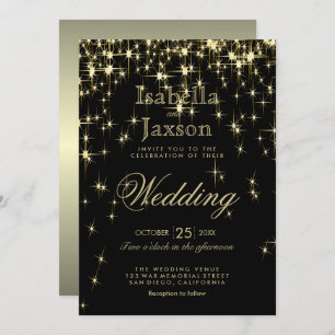 Classy Black and Gold Starlights Invitation
