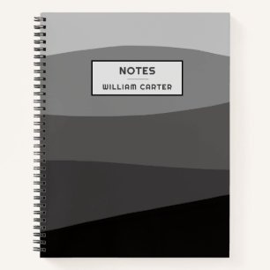 Classy Black and Grey Shades Custom Text Notebook