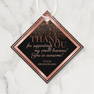 Classy Black and Rose Gold Packaging Thank You Favour Tags