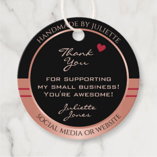 Classy Black and Rose Gold Packaging Thank You Favour Tags