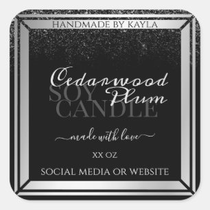 Classy Black and Silver Product Packaging Labels