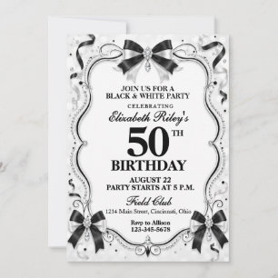 Classy Black and White Any Age Birthday Party Invitation