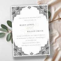 Classy Black and White Art Deco Ornate Engagement