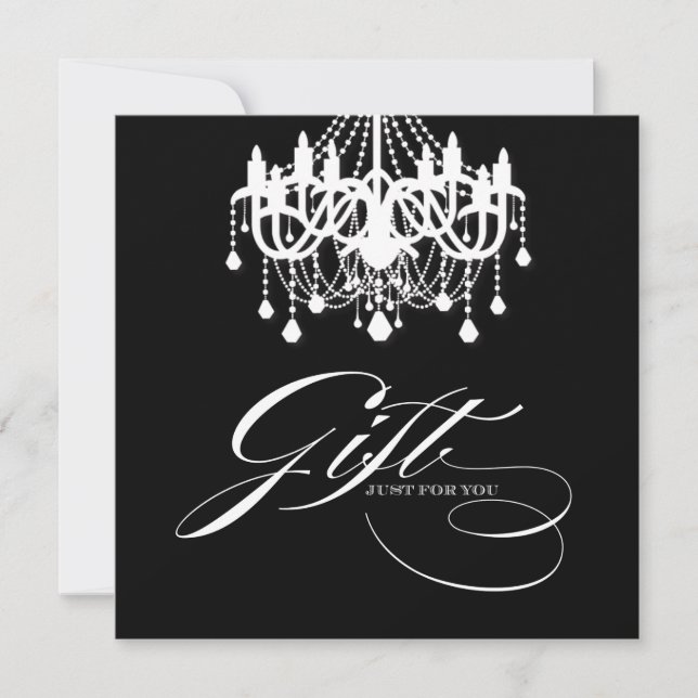 Classy Black and White Chandelier Gift Certificate (Front)