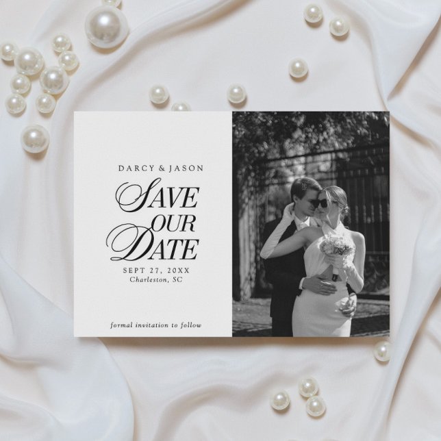 Classy Black and White Elegant Save the Date Card (Creator Uploaded)