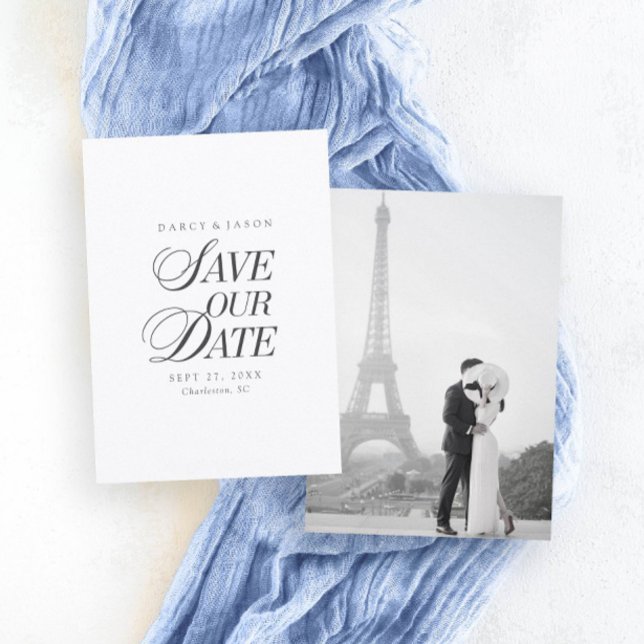 Classy Black and White Elegant Save the Date Card (Classy Black and White Elegant Save the Date Card)