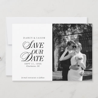 Classy Black and White Elegant Save the Date Card