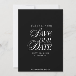 Classy Black and White Elegant Save the Date Card