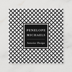 Classy Black and White Geometric Square Business Card