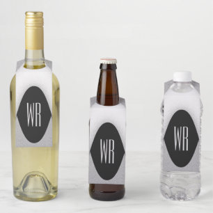Classy Black and White Modern Monogrammed Design Bottle Tag