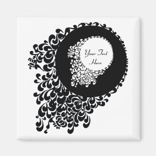 Classy Black And White Ornate Pattern Magnet
