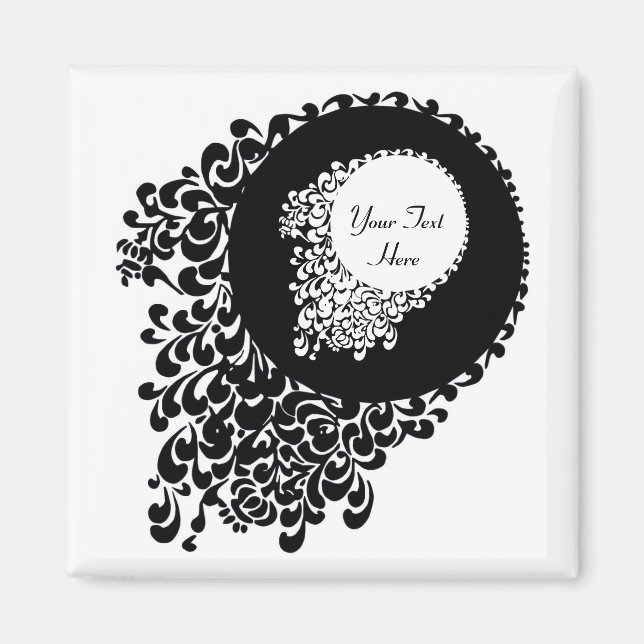 Classy Black And White Ornate Pattern Magnet (Front)