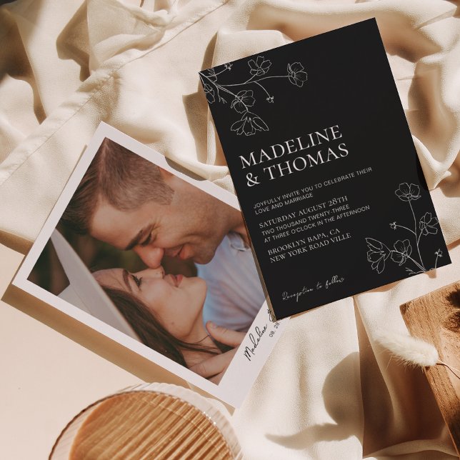 Classy Black and White Photo Wedding Invitation (Creator Uploaded)
