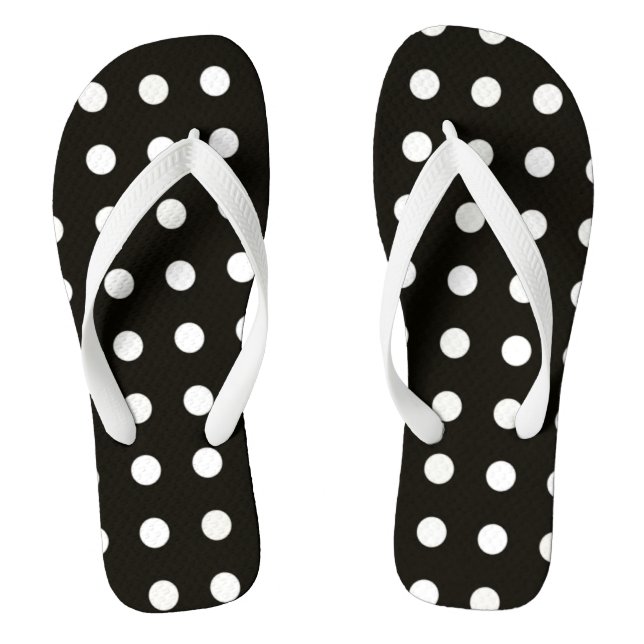 Classy Black and White Polka Dot Pattern Design Jandals (Footbed)