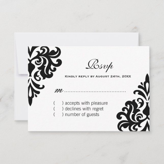 Classy Black and White RSVP Cards (Front)