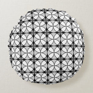 Classy Black and white Shippo Pattern Round Cushion