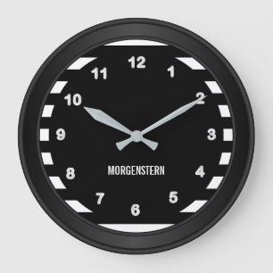 Classy Black and White Stripes Large Clock