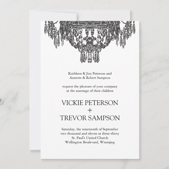 Classy Black and White Wedding Invitations (Front)