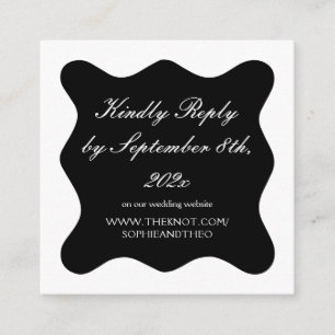 Classy Black and White Wedding RSVP Qr Code Enclosure Card
