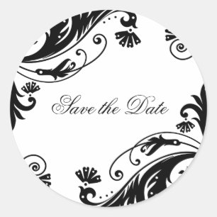 Classy Black and White Wedding Stickers