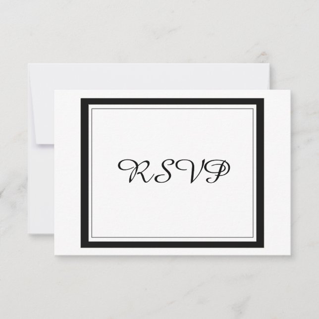 Classy Black Border Wedding RSVP Card (Front)