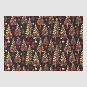 Classy Black, Burgundy and Gold Christmas Trees Tissue Paper