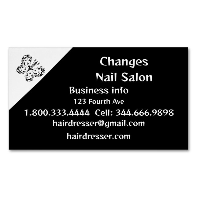 Classy Black Butterfly Nail Salon  Business Card (Front)