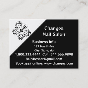 Classy Black Butterfly Nail Salon Business Card
