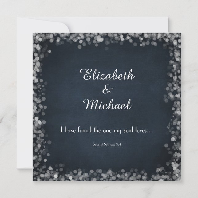 Classy Black Chalkboard with White Bokeh Lights Invitation (Front)