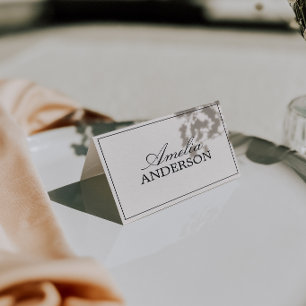 Classy Black Cream Old Money Wedding Place Cards