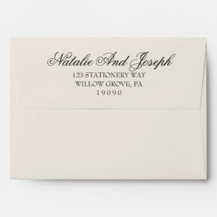 Classy Black Cream Old Money Whimsical  Wedding Envelope