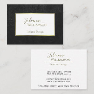 Classy Black Faux Leather with Gold Frame Elegant Business Card