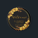 Classy Black & Gold Floral Wedding welcome Magnet<br><div class="desc">The Classy Black & Gold Floral Wedding welcome magnet boasts a luxurious black and gold palette, with a stunning golden floral pattern and modern typography set against a black background, exuding elegance and sophistication. ♥ View the collection on this page to find matching products. ♥Customise it with your text by...</div>