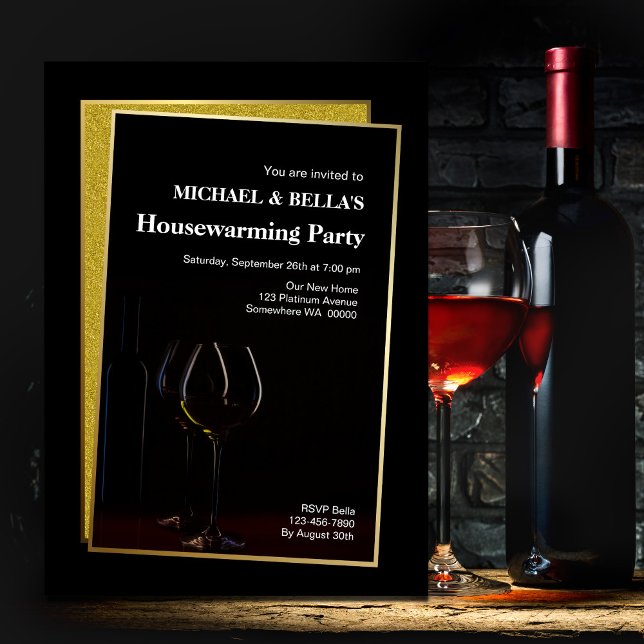 Classy Black Gold Glitter Housewarming Party (Creator Uploaded)