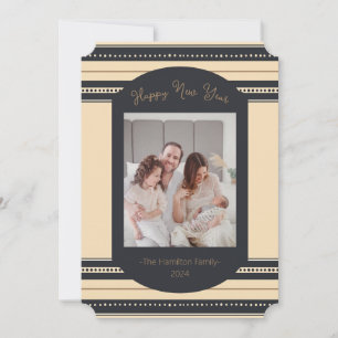 Classy Black Gold Script New Year Card