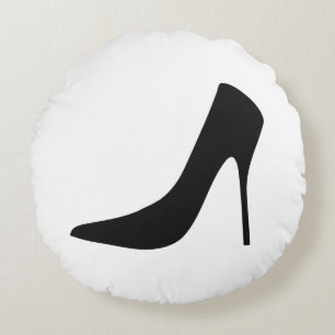 CLASSY BLACK HIGH HEEL SHOES AND POLKA DOTS ROUND CUSHION