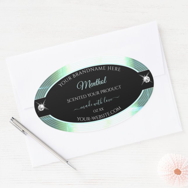 Classy Black Ice Blue Brilliants Product Label (Envelope)