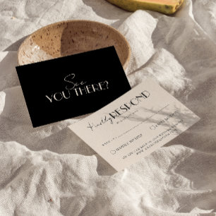 Classy Black Ivory Old Money Luxury Wedding RSVP Card