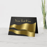 Classy Black Leather and Gold Wave Greeting Card
