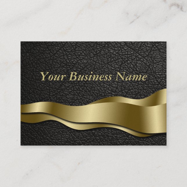 Classy Black Leather Business Card (Front)
