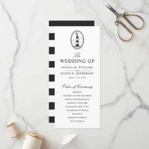 Classy Black Lighthouse Wedding Program Programme