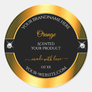 Classy Black Orange Shiny Brilliants Product Label