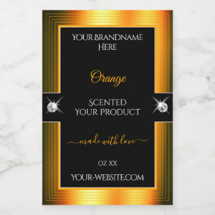 Classy Black Orange Shiny Brilliants Product Label
