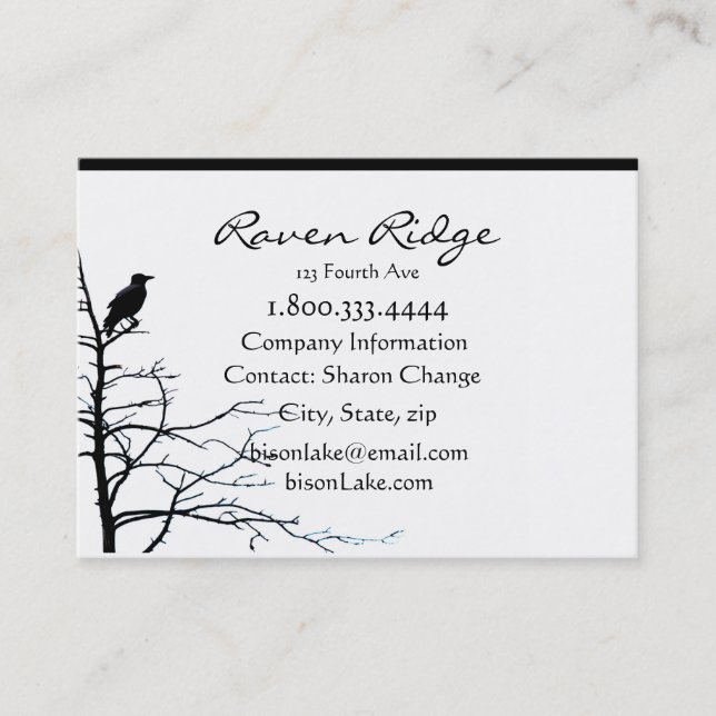 Classy Black Raven Ridge Bird Nature Custom Business Card (Front)