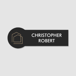 Classy Black Real Estate Name Tag