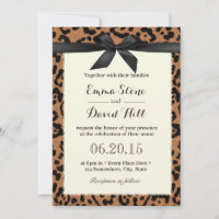 Classy Black Ribbon Leopard Print Wedding