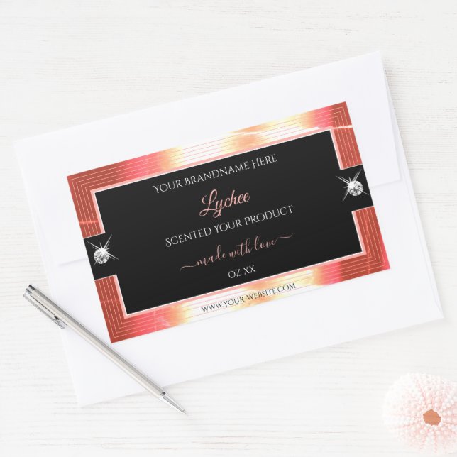 Classy Black Rose Golden Brilliants Product Label (Envelope)