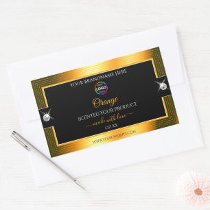 Classy Black Shiny Orange with Logo Product Label