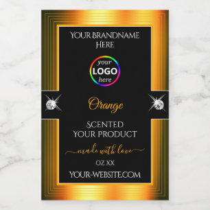 Classy Black Shiny Orange with Logo Product Label