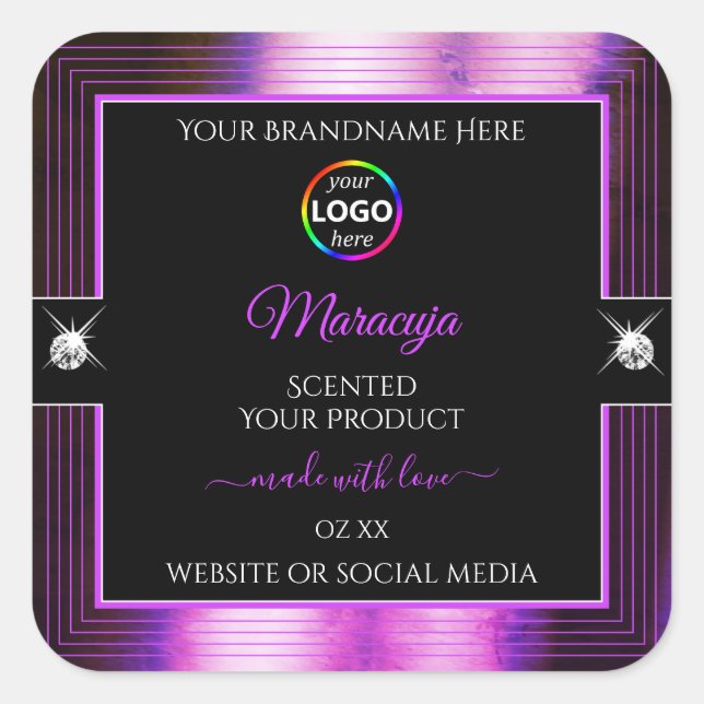 Classy Black Shiny Purple with Logo Product Label (Front)